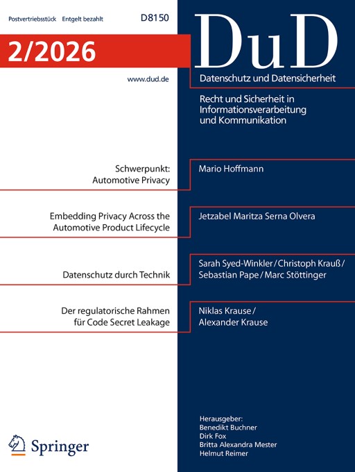 Mehrere Beiträge aus D'accord im DuD-Schwerpunktheft Datenschutz trifft Datenökonomie